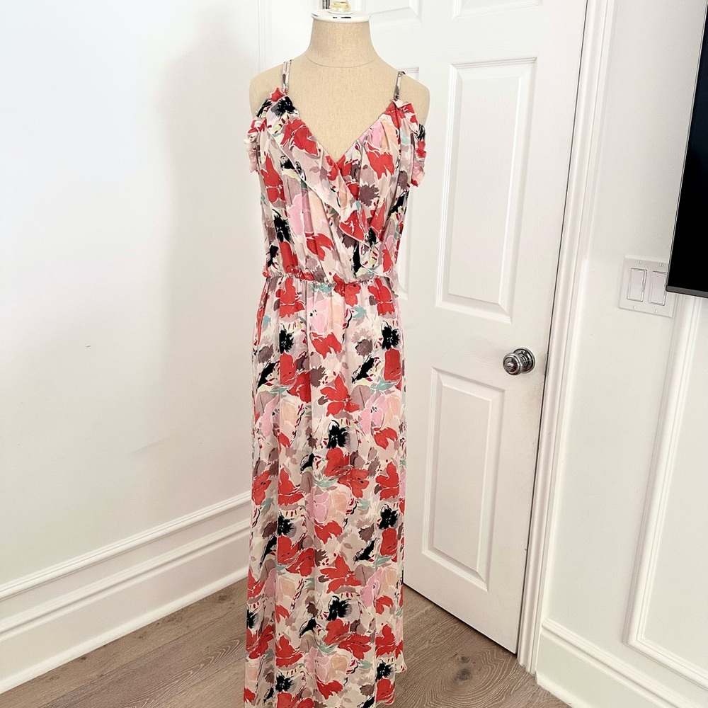 Parker Red and Pink Floral Maxi Dress